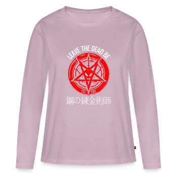 Plein métal alchimiste gras alchimie rouge symbole - T-shirt manches longues Premium bio Femme - rose poudré - Devant - Julia (174cm)
