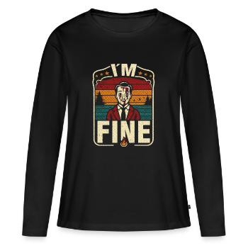 Je suis fin design Illustration sarcastique ironique - T-shirt manches longues Premium bio Femme - noir - Devant - Julia (174cm)