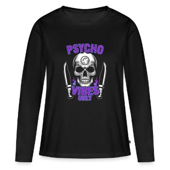 Crâne Psycho Vibes - T-shirt manches longues Premium bio Femme - noir - Devant - Julia (174cm)