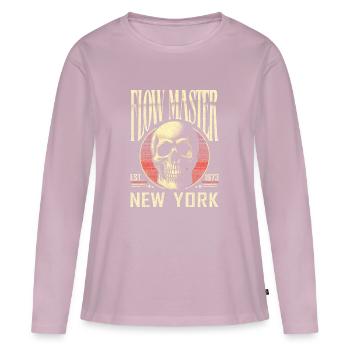 Flow Master Skull 1973 New York Rétro Vintage - T-shirt manches longues Premium bio Femme - rose poudré - Devant - Julia (174cm)