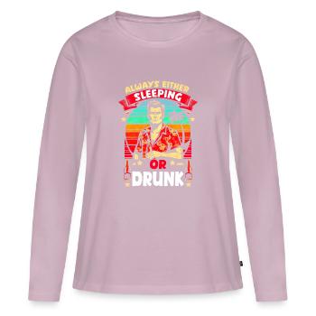 Toujours endormi ou ivre Funny Vintage Vibes - T-shirt manches longues Premium bio Femme - rose poudré - Devant - Julia (174cm)