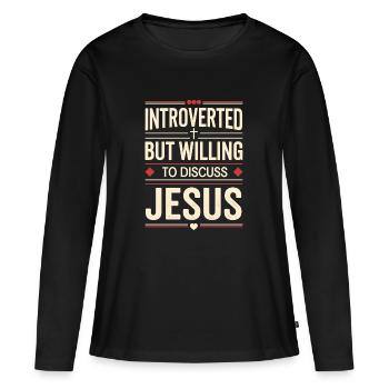 L’humour chrétien pour les croyants - T-shirt manches longues Premium bio Femme - noir - Devant - Julia (174cm)