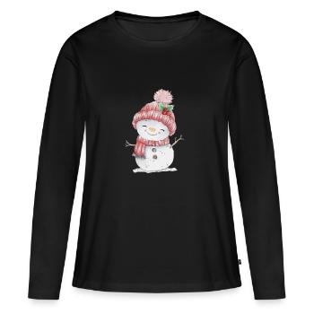 Bonhomme de neige joyeux - T-shirt manches longues Premium bio Femme - noir - Devant - Julia (174cm)