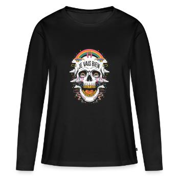 Je vais bien - T-shirt manches longues Premium bio Femme - noir - Devant - Julia (174cm)