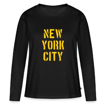 New York City - NYC - NY - Manhattan - Brooklyn - T-shirt manches longues Premium bio Femme - noir - Devant - Julia (174cm)