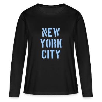 New York City - NYC - NY - Manhattan - Brooklyn - T-shirt manches longues Premium bio Femme - noir - Devant - Julia (174cm)