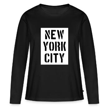 New York City - NYC - NY - Manhattan - Brooklyn - T-shirt manches longues Premium bio Femme - noir - Devant - Julia (174cm)