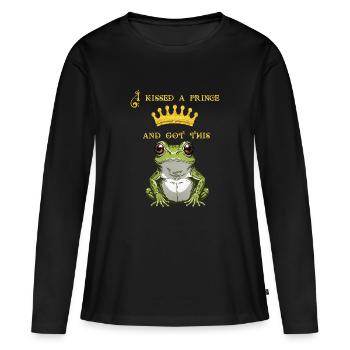 J’ai embrassé - T-shirt manches longues Premium bio Femme - noir - Devant - Julia (174cm)