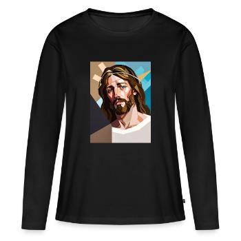 Abstraction sacrée - T-shirt manches longues Premium bio Femme - noir - Devant - Julia (174cm)