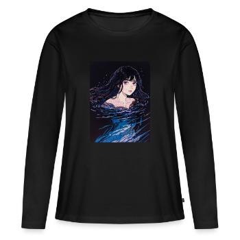 Lamentation des marées - T-shirt manches longues Premium bio Femme - noir - Devant - Julia (174cm)