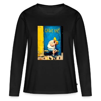 "Cheat Day" by van Gogh - Women's Premium Organic Long Sleeve Shirt - black - Front - Julia (174cm)