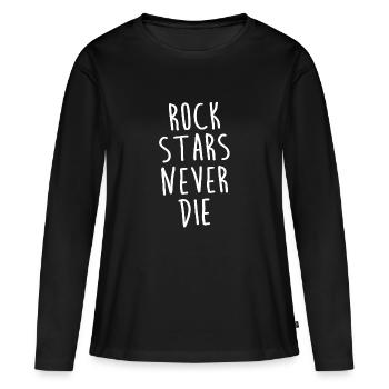 Les rock stars ne meurent jamais - RockNRoll - T-shirt manches longues Premium bio Femme - noir - Devant - Julia (174cm)