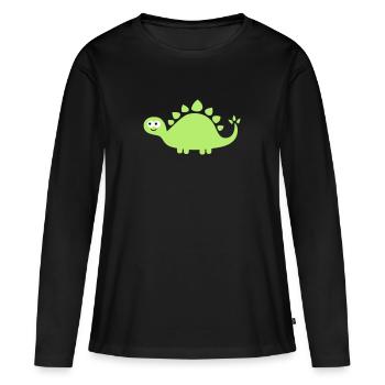 Dinosaure drôle mignon - T-shirt manches longues Premium bio Femme - noir - Devant - Julia (174cm)