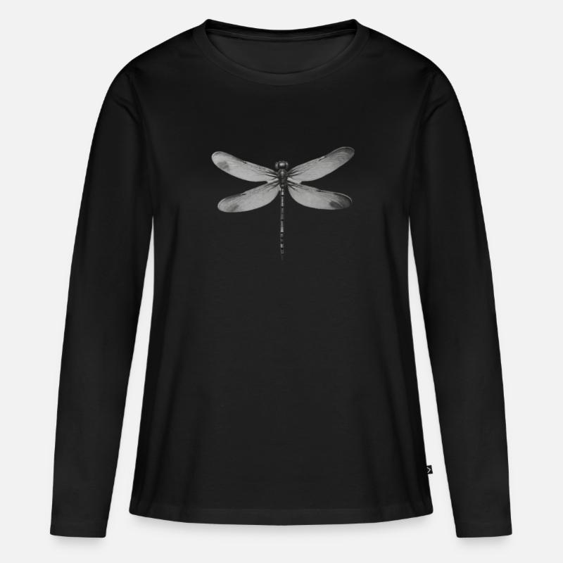 Libelle - Frauen Premium Bio Langarmshirt - Schwarz