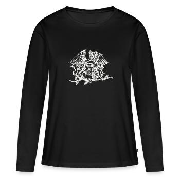 QUEEN white logo - Women's Premium Organic Long Sleeve Shirt - black - Front - Julia (174cm)