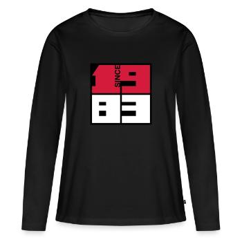 1983 Année de naissance. Cherchez votre année dans ma boutique - T-shirt manches longues Premium bio Femme - noir - Devant - Julia (174cm)