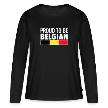 Fier d’être le drapeau belge belge - T-shirt manches longues Premium bio Femme - noir - Devant - Julia (174cm)