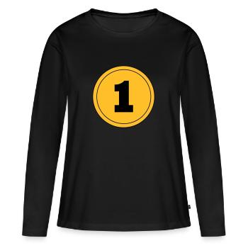Nummer 1 - Frauen Premium Bio Langarmshirt - Schwarz - Vorne - Julia (174cm)