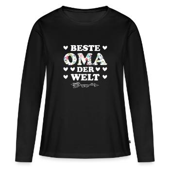 Oma Großmutter Großmütter Geschenk - Frauen Premium Bio Langarmshirt - Schwarz - Vorne - Julia (174cm)