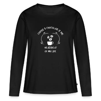 Café, expresso, café et chocolat - T-shirt manches longues Premium bio Femme - noir - Devant - Julia (174cm)