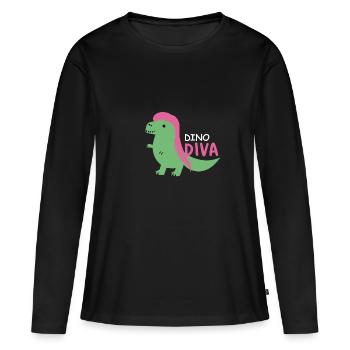 Dino Diva - Frauen Premium Bio Langarmshirt - Schwarz - Vorne - Julia (174cm)