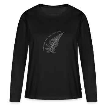 Farn weiß, filigran inhale exhale - Frauen Premium Bio Langarmshirt - Schwarz - Vorne - Julia (174cm)