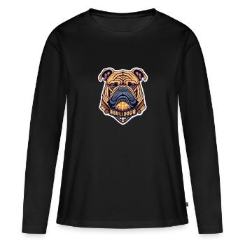 Bulldog - Frauen Premium Bio Langarmshirt - Schwarz - Vorne - Julia (174cm)