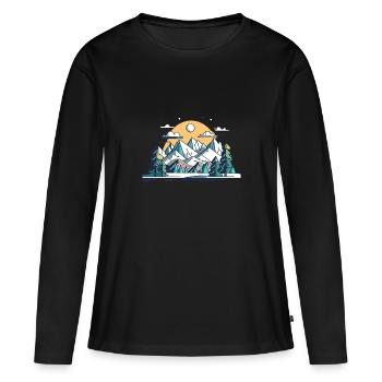 Berge - Frauen Premium Bio Langarmshirt - Schwarz - Vorne - Julia (174cm)