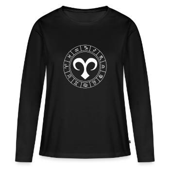 Sternzeichen Widder - Frauen Premium Bio Langarmshirt - Schwarz - Vorne - Julia (174cm)