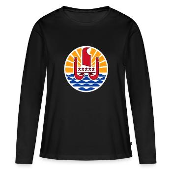 Armoiries nationales de la Polynésie française - T-shirt manches longues Premium bio Femme - noir - Devant - Julia (174cm)