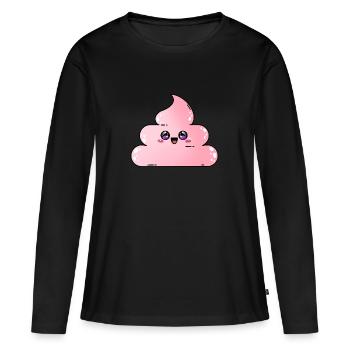 Pinker Poop - Pinker Kackhaufen - Frauen Premium Bio Langarmshirt - Schwarz - Vorne - Julia (174cm)