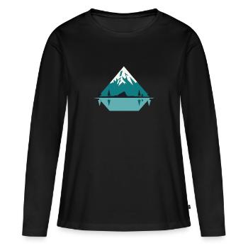Bergfrieden: Design minimaliste Amis de la Nature - T-shirt manches longues Premium bio Femme - noir - Devant - Julia (174cm)