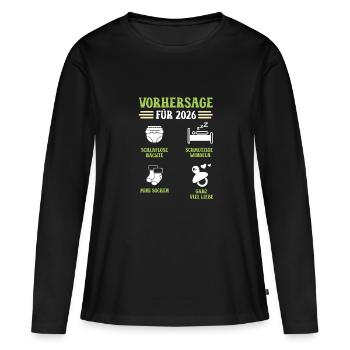 Schwangerschaft VORHERSAGE 2026 Lustiges - Frauen Premium Bio Langarmshirt - Schwarz - Vorne - Julia (174cm)