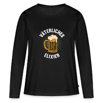 Vaterschaft VÄTERLICHES ELIXIER Lustiges - Frauen Premium Bio Langarmshirt - Schwarz - Vorne - Julia (174cm)