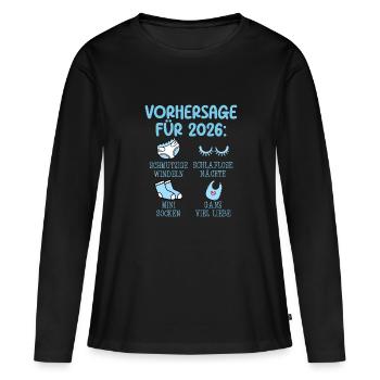 Werdende Mutter 2026 VORHERSAGE Lustiges - Frauen Premium Bio Langarmshirt - Schwarz - Vorne - Julia (174cm)