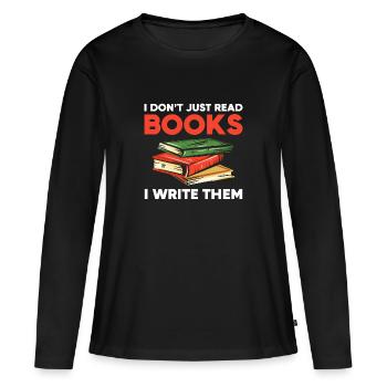 Autor - Frauen Premium Bio Langarmshirt - Schwarz - Vorne - Julia (174cm)