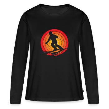 Ski Skiurlaub - Frauen Premium Bio Langarmshirt - Schwarz - Vorne - Julia (174cm)