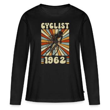 Cycliste Né En 1962 60 Ans Anniversaire - T-shirt manches longues Premium bio Femme - noir - Devant - Julia (174cm)