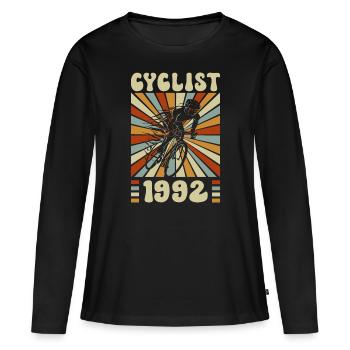 Cycliste Né En 1992 30 Ans Anniversaire - T-shirt manches longues Premium bio Femme - noir - Devant - Julia (174cm)