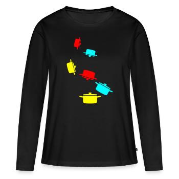 cooking pot symbol - Women's Premium Organic Long Sleeve Shirt - black - Front - Julia (174cm)