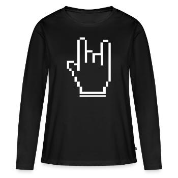 Fourche à copeaux métalliques - T-shirt manches longues Premium bio Femme - noir - Devant - Julia (174cm)