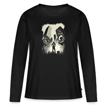 Faites du bruit! - T-shirt manches longues Premium bio Femme - noir - Devant - Julia (174cm)