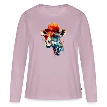 Giraffe as an intelligent mammal with glasses - Women's Premium Organic Long Sleeve Shirt - dusky pink - Front - Julia (174cm)