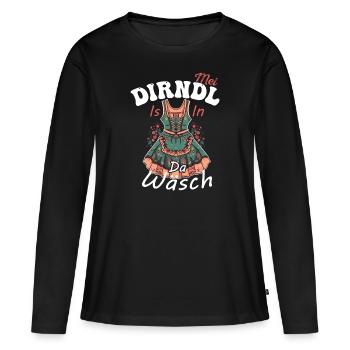 Mei Dirndl is in da Wäsch - Frauen Premium Bio Langarmshirt - Schwarz - Vorne - Julia (174cm)