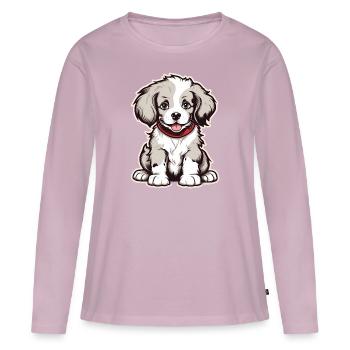 Chiot mignon - T-shirt manches longues Premium bio Femme - rose poudré - Devant - Julia (174cm)