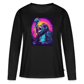 Singender Gorilla - Frauen Premium Bio Langarmshirt - Schwarz - Vorne - Julia (174cm)