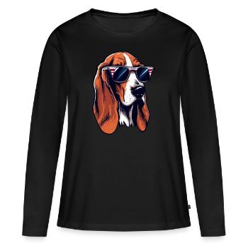 Foxhound australien Le modèle canin - T-shirt manches longues Premium bio Femme - noir - Devant - Julia (174cm)