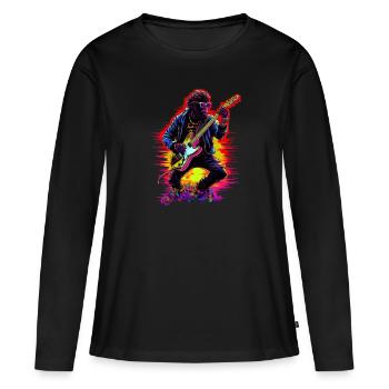 Guitar playing monkey - Women's Premium Organic Long Sleeve Shirt - black - Front - Julia (174cm)