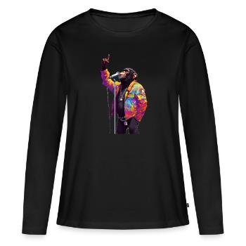 Singender Affe mit Mikrofon - Frauen Premium Bio Langarmshirt - Schwarz - Vorne - Julia (174cm)