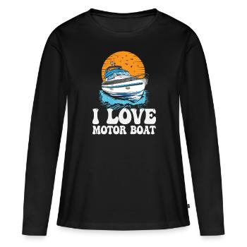 J’aime la parade de bateaux à moteur Citation de bateau à moteur - T-shirt manches longues Premium bio Femme - noir - Devant - Julia (174cm)